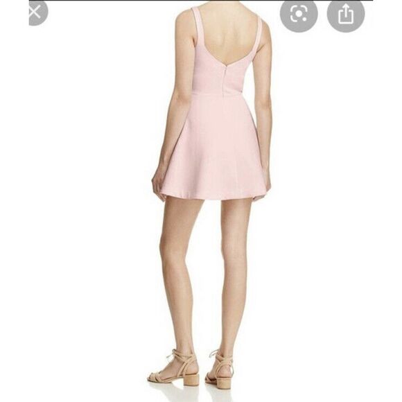 LIKELY pink delancey v neck flare mini dress size US 10 $178 - Picture 2 of 8